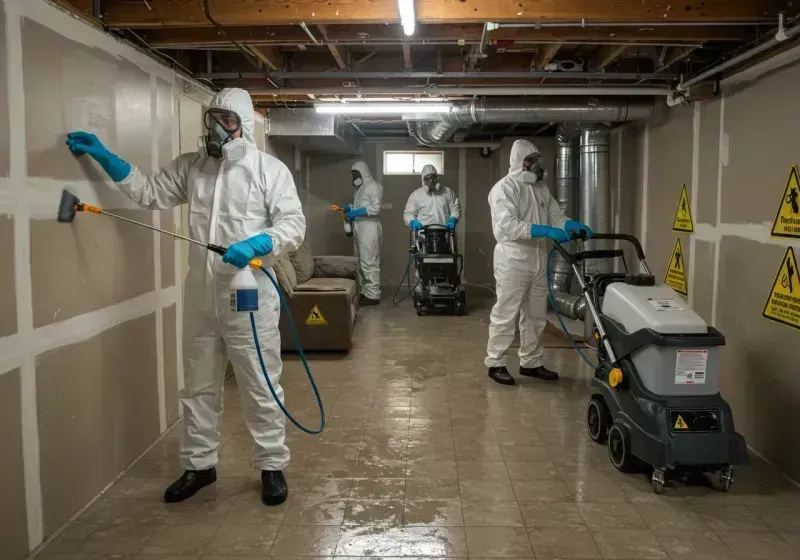 Basement Moisture Removal and Structural Drying process in Southside Place, TX